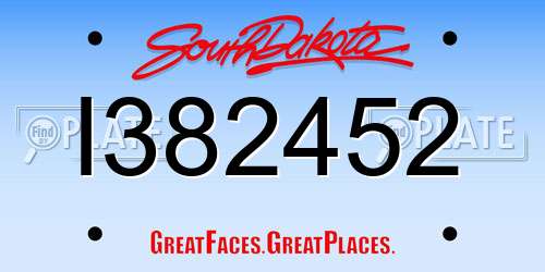 I382452 South Dakota License Plate