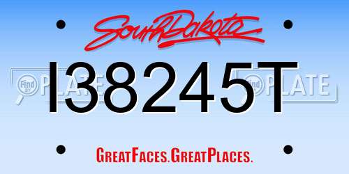 I38245T South Dakota License Plate