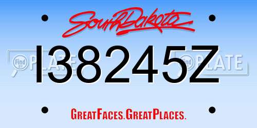 I38245Z South Dakota License Plate