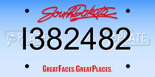 I382482 South Dakota License Plate