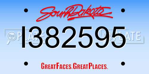 I382595 South Dakota License Plate