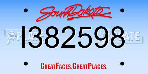 I382598 South Dakota License Plate