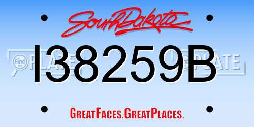 I38259B South Dakota License Plate