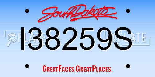 I38259S South Dakota License Plate