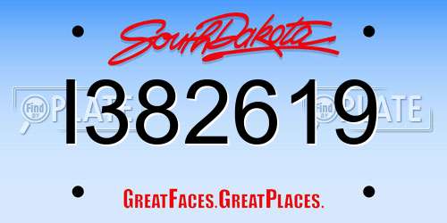 I382619 South Dakota License Plate