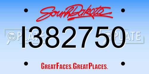 I382750 South Dakota License Plate