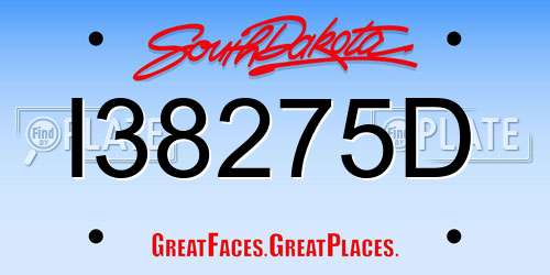I38275D South Dakota License Plate