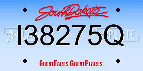 I38275Q South Dakota License Plate