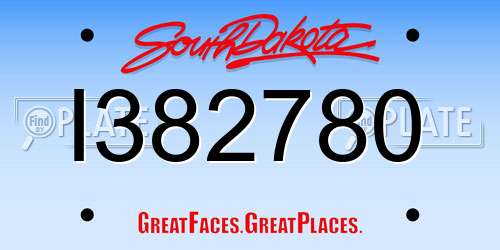 I382780 South Dakota License Plate