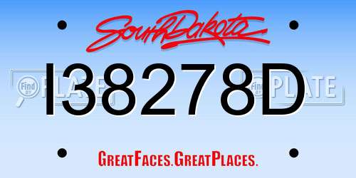 I38278D South Dakota License Plate