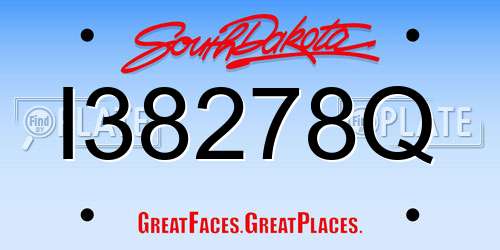I38278Q South Dakota License Plate