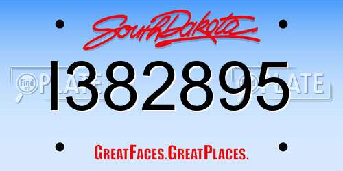 I382895 South Dakota License Plate