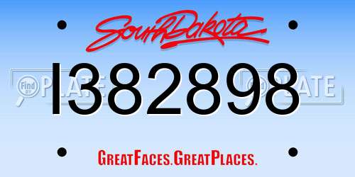 I382898 South Dakota License Plate