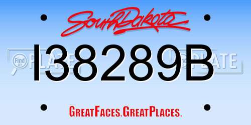 I38289B South Dakota License Plate
