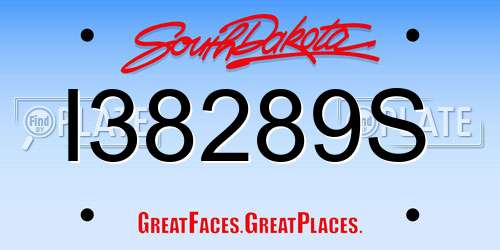 I38289S South Dakota License Plate