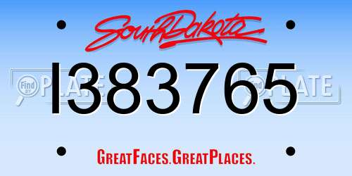 I383765 South Dakota License Plate
