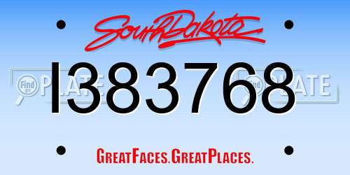 I383768 South Dakota License Plate