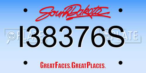 I38376S South Dakota License Plate