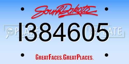 I384605 South Dakota License Plate