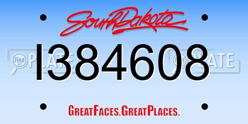 I384608 South Dakota License Plate