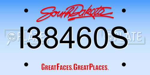 I38460S South Dakota License Plate
