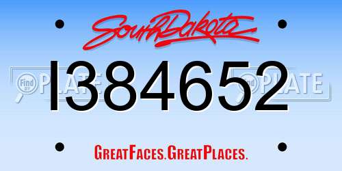 I384652 South Dakota License Plate