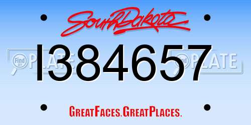 I384657 South Dakota License Plate