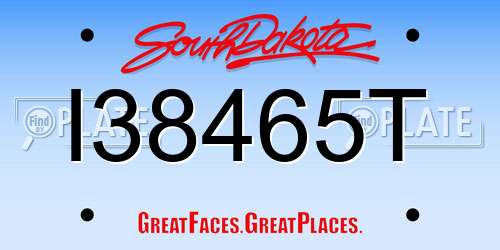 I38465T South Dakota License Plate