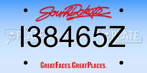 I38465Z South Dakota License Plate