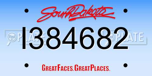 I384682 South Dakota License Plate
