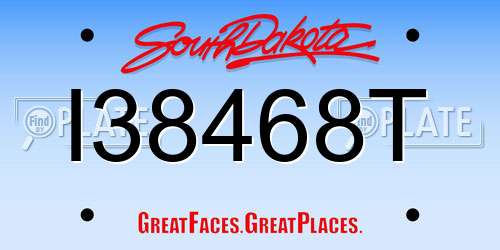 I38468T South Dakota License Plate
