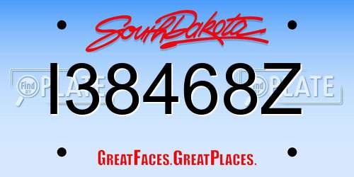 I38468Z South Dakota License Plate