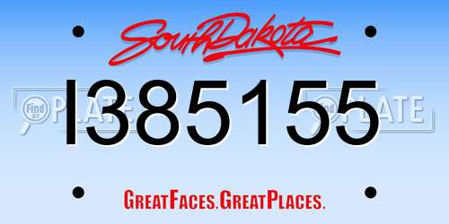 I385155 South Dakota License Plate