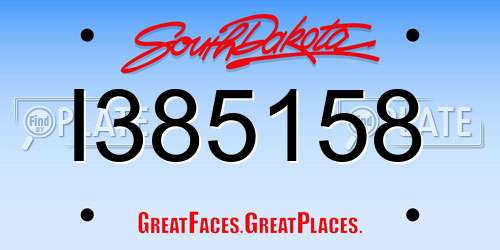 I385158 South Dakota License Plate