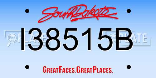 I38515B South Dakota License Plate