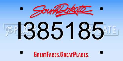 I385185 South Dakota License Plate