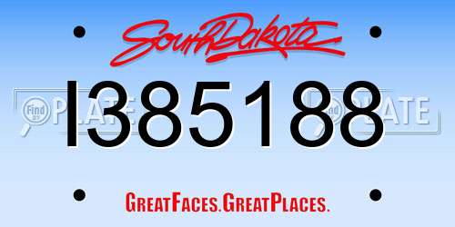 I385188 South Dakota License Plate