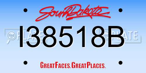 I38518B South Dakota License Plate