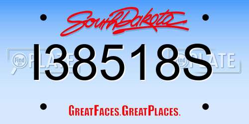 I38518S South Dakota License Plate