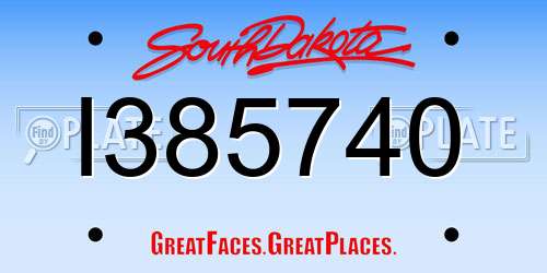 I385740 South Dakota License Plate