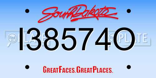 I38574O South Dakota License Plate