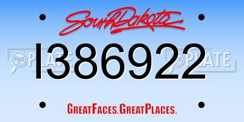 I386922 South Dakota License Plate
