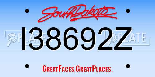 I38692Z South Dakota License Plate