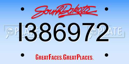 I386972 South Dakota License Plate