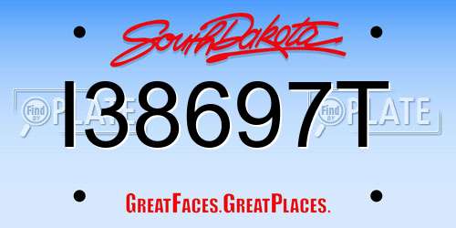 I38697T South Dakota License Plate