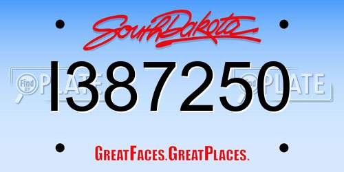 I387250 South Dakota License Plate