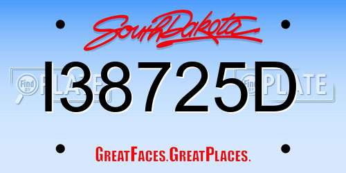 I38725D South Dakota License Plate