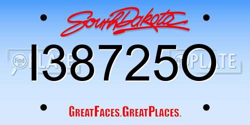 I38725O South Dakota License Plate