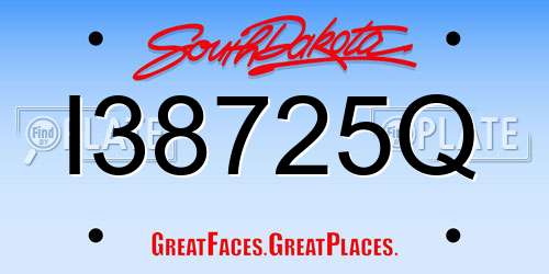I38725Q South Dakota License Plate