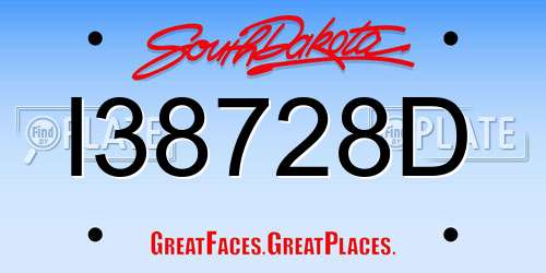 I38728D South Dakota License Plate